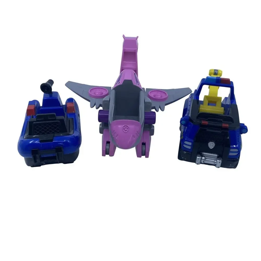 Lot of 3 PAW Patrol Vehicles Chase Police Cruiser & Boat & Dino Rescue